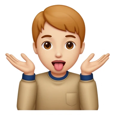 Tongue out with hands to the side sticker