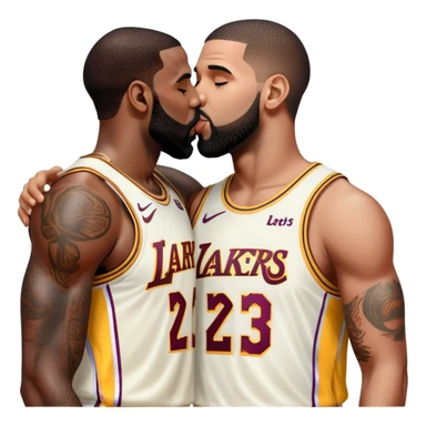 Drake the singer, kissing lebron James  sticker