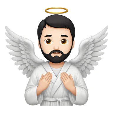  black hair, white bearded man angel sticker