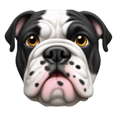 White and black English bulldog with spots sticker