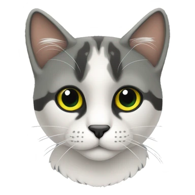 Gato de color negro con rallas blancas y color amarillas ojos verdes sticker