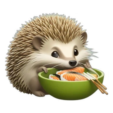 the hedgehog in the pan rests and eats sushi sticker