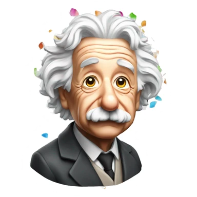 albert einstein colorful confetti in his hand sticker