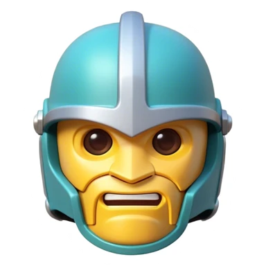 Clash of Clans aesthetic: Cinematic Playful 3D Isometric Helmet Emoji, rendered in a 3D vector-style similar to standard emojis with minimal shading and bold, simplified shapes. A compact, distinct form with signature details, softly glowing with a fantasy RPG magic charm. Simplified yet unmistakably iconic, highly detailed and consistent, glowing with a soft radiance and high shine. Stylized with a touch of heroic grandeur and a soft glowing outline, capturing the essence of a beloved gaming relic with a friendly, playful manner! sticker