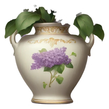 Lilac bouquet in vintage vase sticker