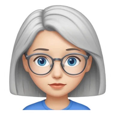 girl with gray medium length hair and blue eyes with glasses sticker