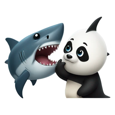 Shark kissing a panda sticker