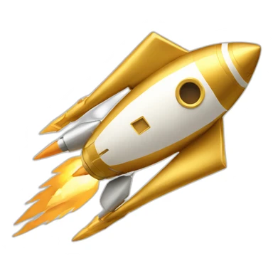 golden rocketship diagonal sticker
