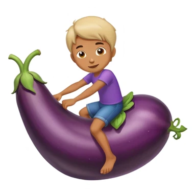 Boy riding eggplant  sticker