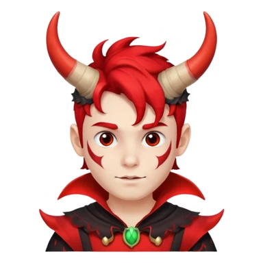 Red Horns on boy halloween sticker