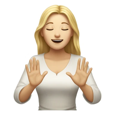 White woman Praising the lord with one hand in the air and eyes closed sticker