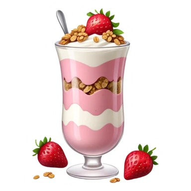 Parfait of strawberry yogurt with granola and berries  sticker