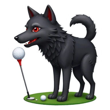 A  Black wolf , red eyes, howling at golf ball
 sticker