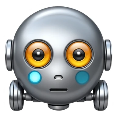 Round robot, big eyes, rolling wheels. sticker