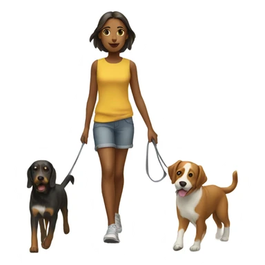 girl walking two dogs sticker