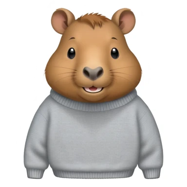 capybara smiling wearing a light grey sweater sticker