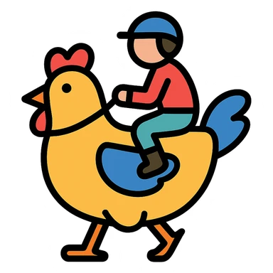 color outline icon of a chicken jockey sticker