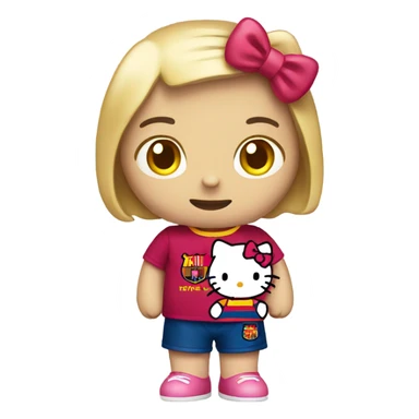 hello kitty holding a Barcelona shirt sticker