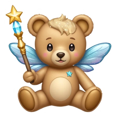 Fairy glitter teddy with wand  sticker