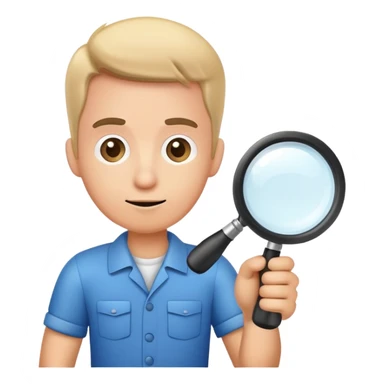 cartoon mechanic looking at small car through large magnifying glass sticker