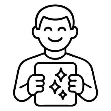 Add sparkles to the gold tablet, outline style, with no background. sticker