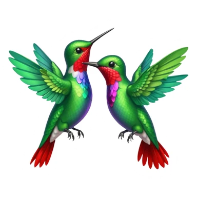 Hummingbirds with flower sticker