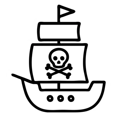 pirate ship outlined icon sticker