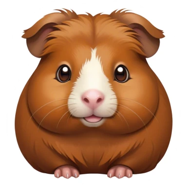 Cinematic Cute Brown Guinea Pig Portrait Emoji, Head tilted playfully and inquisitively, showcasing a velvety brown coat with a natural sheen, round, sparkling dark eyes filled with curiosity, Simplified yet irresistibly adorable features, highly detailed, glowing with a warm, friendly glow, high shine, affectionate and lively, stylized with a touch of whimsy, bright and endearing, soft glowing outline, capturing the essence of a mischievous yet loving guinea pig, so playful it feels like it could nuzzle out of the screen into your arms! sticker