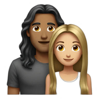 Men with Long hair and girl sticker