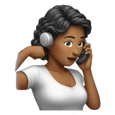 Woman pressing phone  sticker