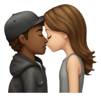 brown hair girl kissing skater boy sticker