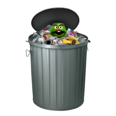 oscar the grouch inside metal trash can sticker
