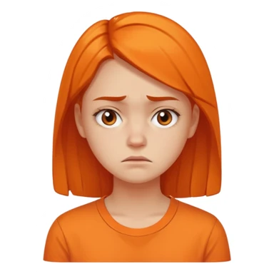25 year old woman in orange shirt, she looks like she is in pain sticker