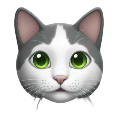 Dark Grey and white cat with big ears and green eyes sticker