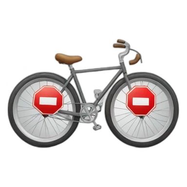 Bike wheel with a stop sign sticker