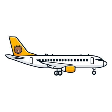 Commercial airplane with bears sticker