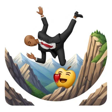 apple style emoji of a man falling head over heels past a mountain sticker