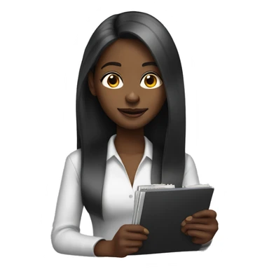 Black lady with calculator and straight long hair sticker