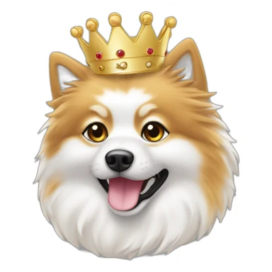 Spitz nain blanc avec couronne sticker