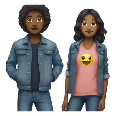 boy and girl in denim jackets sticker