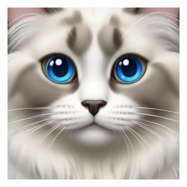 ragdoll cat, grey center face, blue eyes, sticker