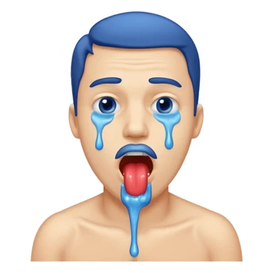 Man Hungry drooling and blue saliva dripping out of the mouth sticker