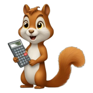 A squirrel with a calculator sticker