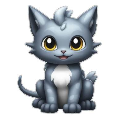 Sitting-Black-and-White-face-cat-dragon-type-pokemon sticker