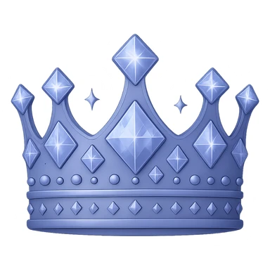 Make the purple crown look even more 3D and realistic with color #7986cb, sparkling diamonds, elegant and majestic style, in the style of apple emojis. Remove the background. sticker