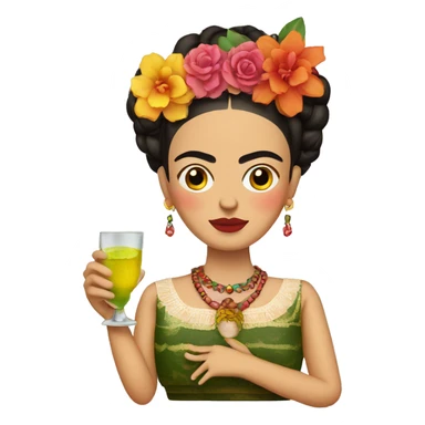 frida kahlo holding tequila sticker