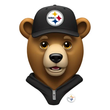 A bear wearing a Pittsburgh Steelers hat sticker