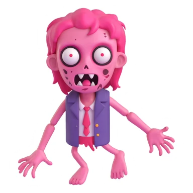 pink zombie, fun and expressive sticker