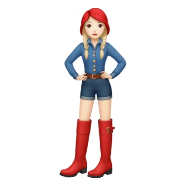 woman's red long boots sticker