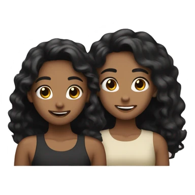 Two best friends celebrating they are both tan skin tone one with dark brown hair and the other one with the black hair sticker